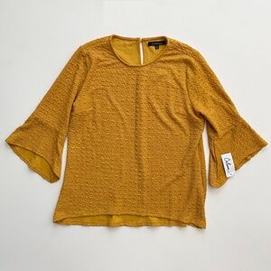 Calessa Nwt Textured Knit Yellow Gold 3/4 Sleeve Tunic Top Large L